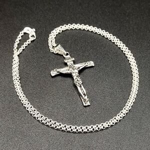 925 Sterling Silver Necklace w/ INRI Jesus Cross Crucifix Christmas Birthday NEW